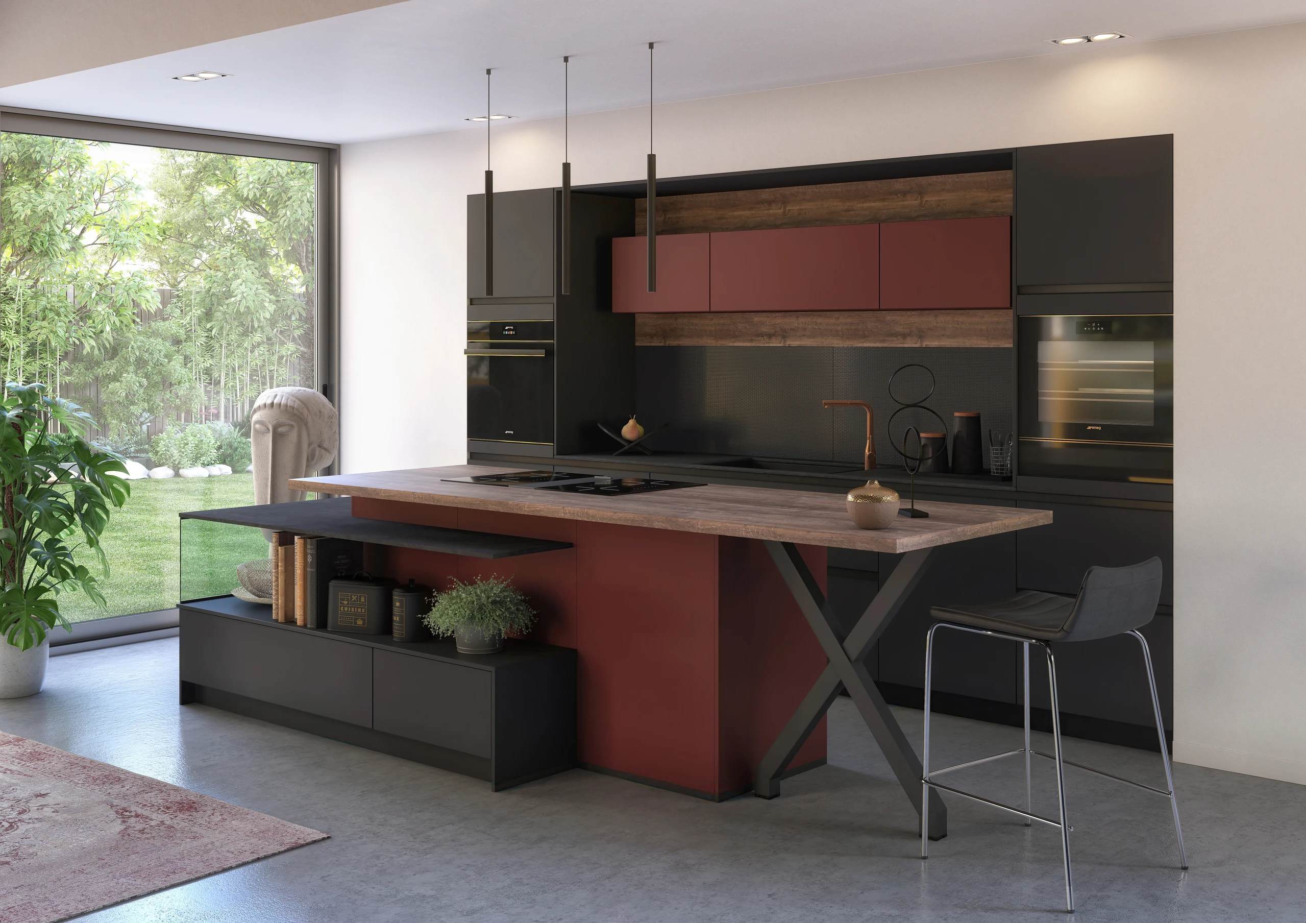 Divine rust red ultra-matt lacquer detail